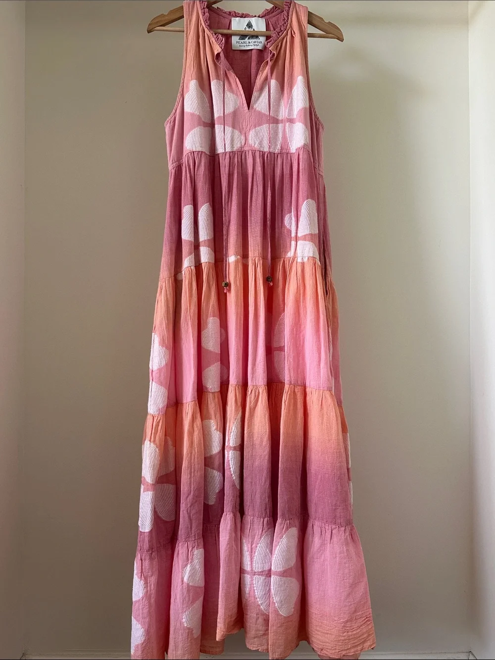 Pearl and Caviar Floral Jacquard Tiered Maxi Dress S/M - Picture 2 of 12